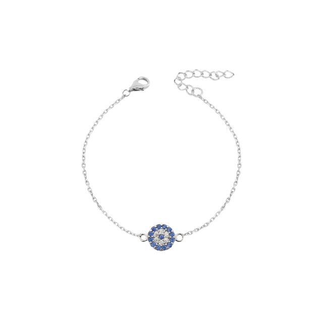 Pulseira Olho Grego Cravejado - Prata